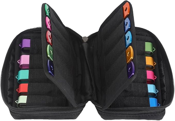 USB Flash Drive Case Organizer - Vellgo Premium Soft Neoprene Storage Holder with 20 Slots and 20 Label Tags for Thumb Drives, Memory Sticks, Jump Drives & Electronic Accessories (Black)