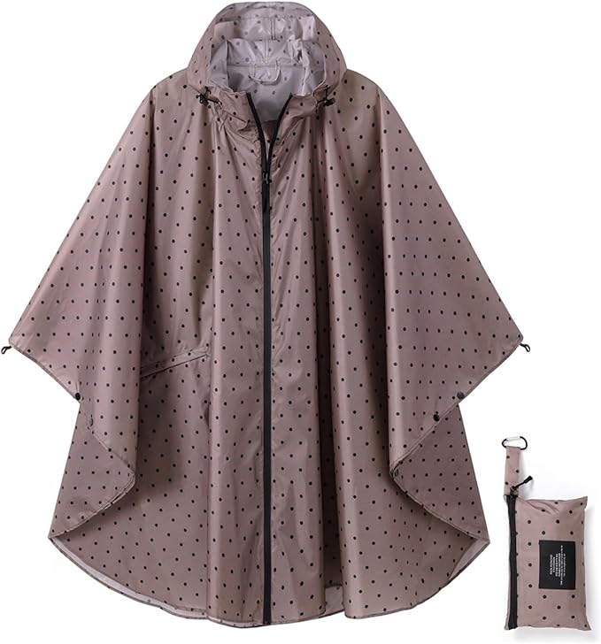 Rain Poncho Jacket Coat Hooded Zipper Style for Women/Men/Adult with Pocket