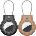 Waterproof Airtag Holder,2 Pack Airtag Case with Secure Lock,Airtags Keychain for Apple Air tag,Anti-Lost Protective Case Air tag Accessories for GPS Item Finder Tracker Luggage,Key,Pet-Black/Brown