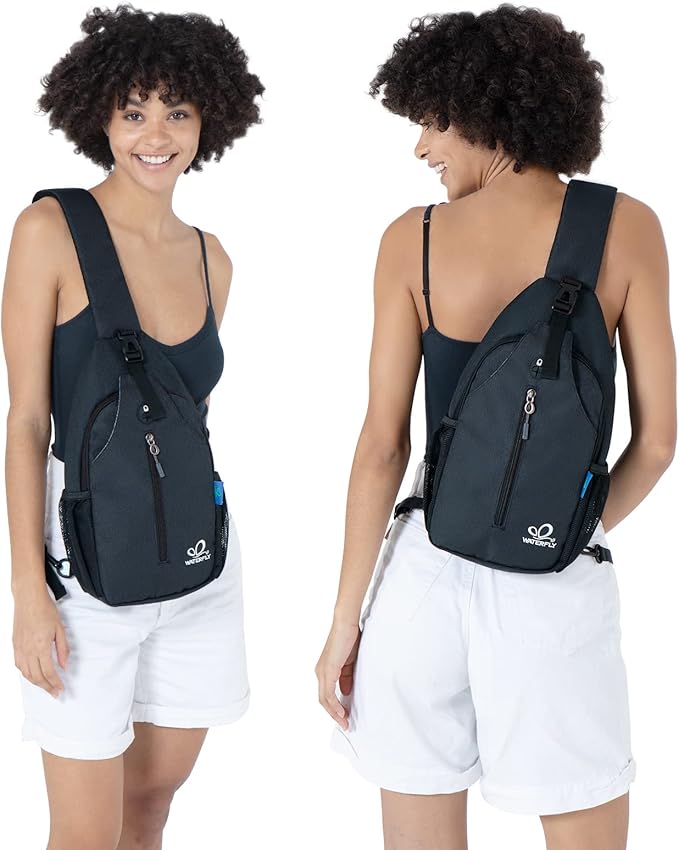 WATERFLY Crossbody Sling Backpack Sling Bag Travel Hiking Chest Bag Daypack