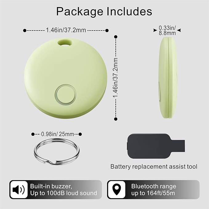 Air Tracker, Smart Bluetooth Tracker Works with Apple Find My (iOS Only), Item Finder Locator for Keys, Luggage, Backpack, IP67 Waterproof, Green