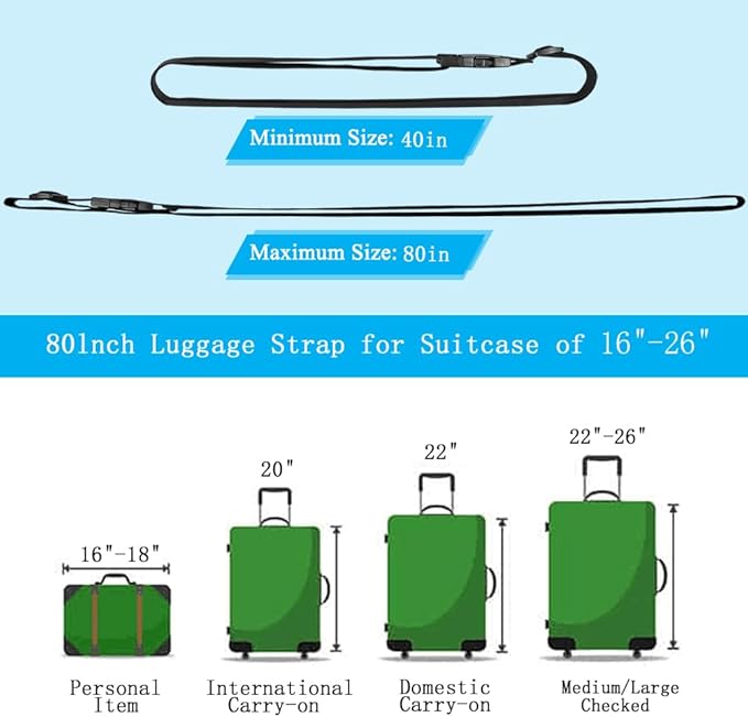 4Pcs Luggage Straps for Suitcase Travel Accessories TSA Approved, 80In Long Belts to Keep Your Suitcase Secure, Adjustable Bag Straps with Quick-Release Buckle for Travel Bag Closure, Red