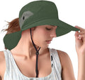 Rosoz Ponytail Sun Bucket Hats for Women UV Protection Foldable Mesh Wide Brim Hiking Beach Fishing Summer Safari