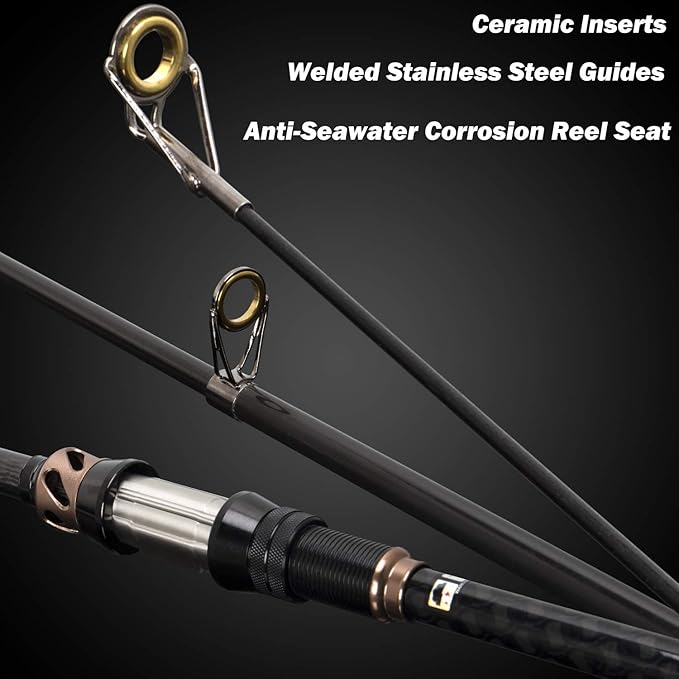 PLUSINNO Fishing Rod and Reel Combos - Carbon Fiber Telescopic Fishing Pole - Spinning Reel 12 +1 Shielded Bearings Stainless Steel BB