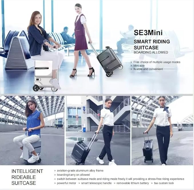 Airwheel 20 Inch Smart Rideable Suitcase Electric Luggage Scooter Carry On Luggage (silver)