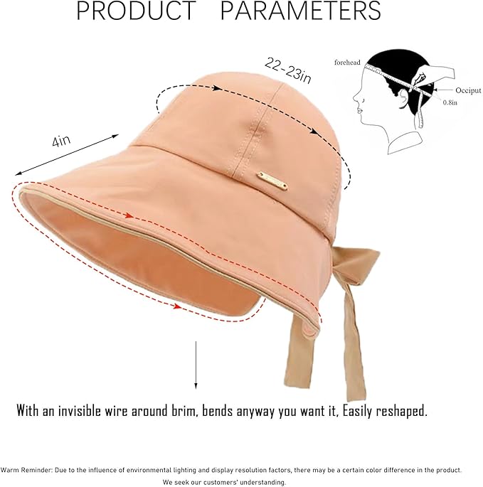 Wide Brim Hats for Woman Foldable Hats Sun Hats for Women uv Protection Bowknot Bucket hat Adjustable hat with Ponytail Hole