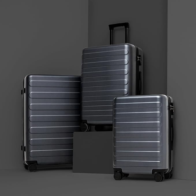 Carry on Luggage 22 X 14 X 9 Airline Approved, 20 Inch Luggage for 3-5 Days Travel, Double Spinner Wheels, 100% Hardshell PC, TSA Lock (02-Grey (Basic), Carry-On 20-Inch)