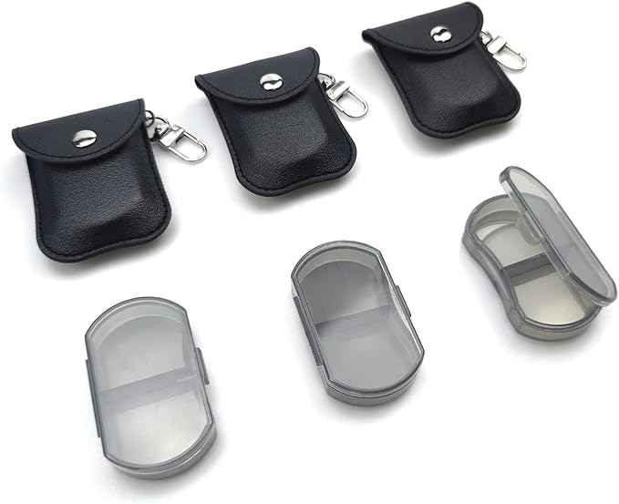 VOFOON 3 Pack Small Pill Organizer, Travel Pill Box for Purse, Keychain Pill Holder, Pocket Pill Container, 2 Times a Day Daily Portable Medicine Vitamin Case, Fish Oil Box, Supplement Box