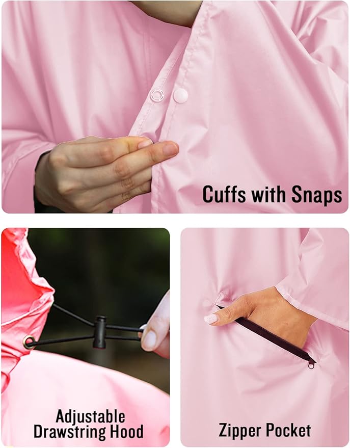 SaphiRose Unisex Rain Poncho Hooded Waterproof Raincoat for Adults Women