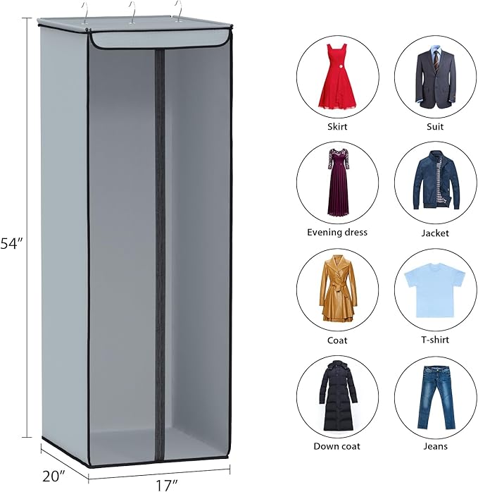 Univivi Garment Bags for Hanging Clothes, Large Clothes Storage Bags Closet Organizer with Clear Window, Premium Hanging Garment Storage Bag for Suits, Coats, Dresses, 54", 2-Pack