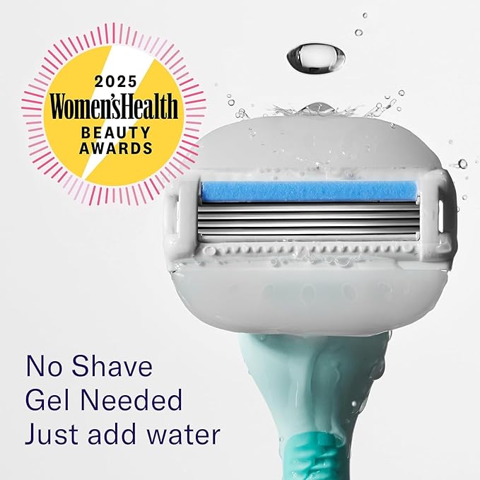 Flamingo Moisture Plus Women's Razor Set - Razor Handle, Blade Refill, and Shower Holder - Seafoam
