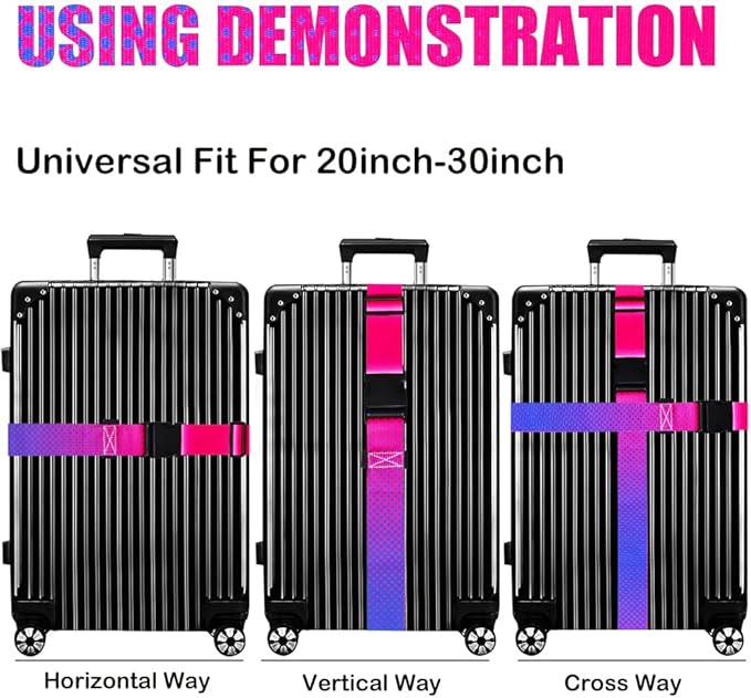 Luggage Straps for Suitcases TSA Approved-2 Pack Bright Personalized Luggage Belt Strap for Suitcase/Carry On Bag Luggage Accessories for Travel (Gradient)
