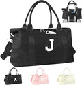Initial Travel Duffel Bag Sports Gym Bag for Boys Teen Birthday Gifts,Black Personalized Weekender Bag Carry On Tote Bags for Men,Waterproof Overnight Luggage Bag Airplane Travel Essentials(Letter J)