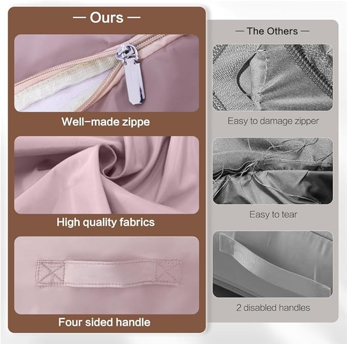 Ultra Space Saving Self Compression Storage Bags with Zipper, (pink) -Compression Organize for Bedding, Comforter Storage Bag for Blankets Duvet Quilts Pillows