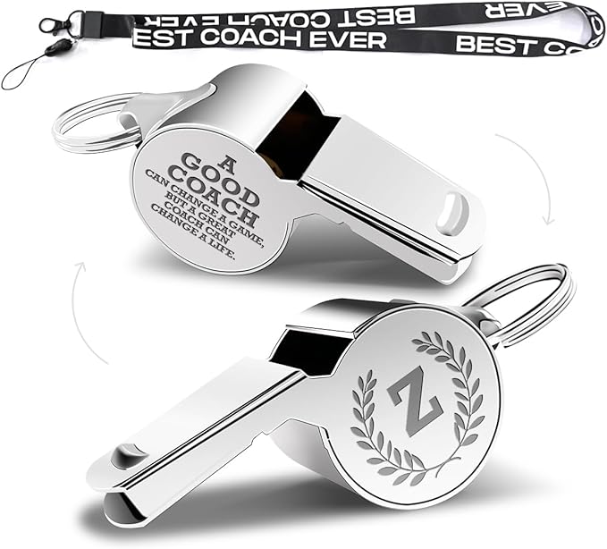 Letters Coach Gifts, Whistle for Coaches, Whistle Emergency, Thank You Coach Gifts, Coaches Whistle with Lanyard Cheer Coach Gift for Men Women Teachers Referees School Sports Coach Outdoor, Letter Z