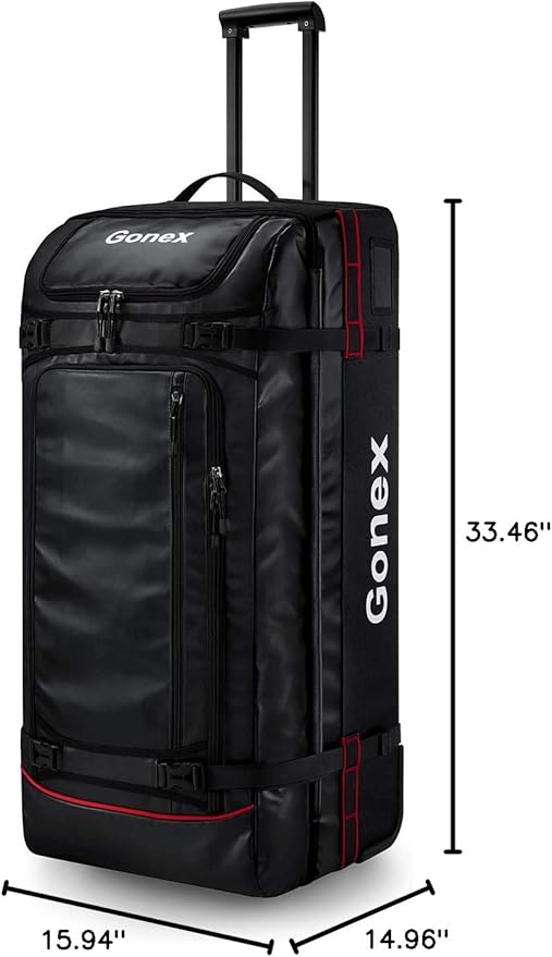 Gonex Rolling Duffle Bag with Wheels, 100L Water Repellent Large Wheeled Travel Duffel Luggage with Rollers 33 inch, Black