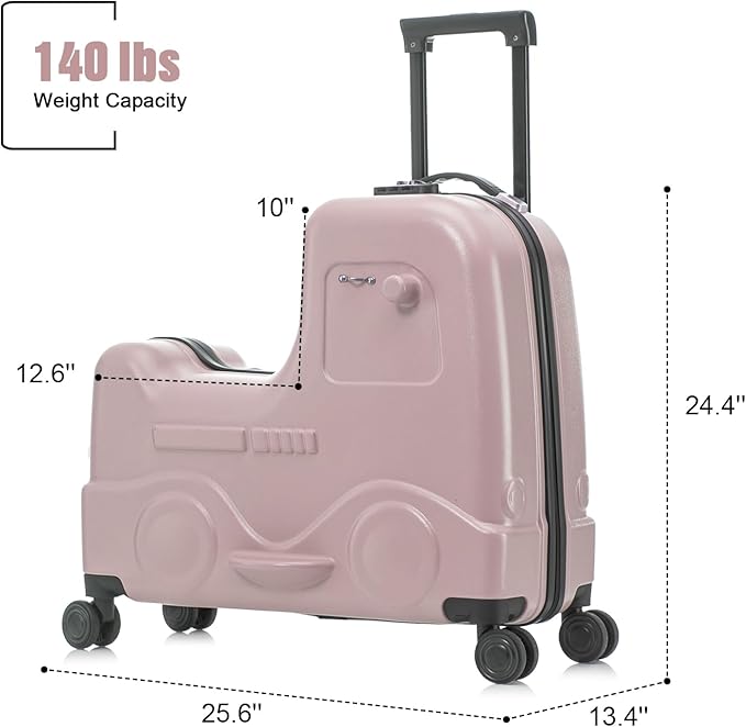 Apelila Checked Luggage for Kids - 24 Inch Ride On Horse Suitcase, Airplane Travel Trunk with Wheels, Pull Along Carry On Storage for Boys & Girls Ages 2-8, Ideal for 3-5 Day Trips, Check-In Only