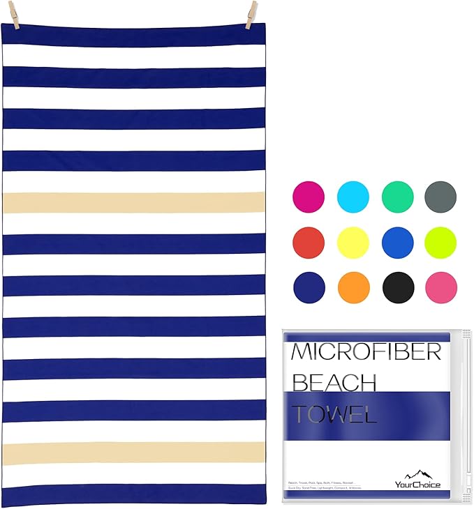 Your Choice Microfiber Quick Dry Sand-Free Beach Towel for Adults & Kids (67x35 Inch, 60x30 Inch) - Oversized, Compact, Lightweight, Absorben