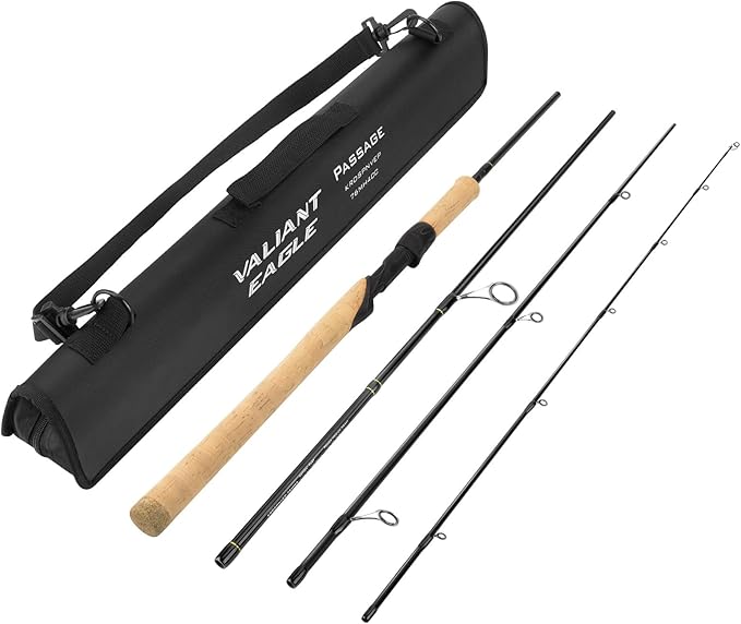 KastKing Valiant Eagle Passage Travel Fishing Rods, 4 & 6 Pc Pack Rods, Spinning, Casting and Fly Models, IM6 Graphite Blank, Ti Oxide LTS Ring Guides, Beautiful Cork Handles
