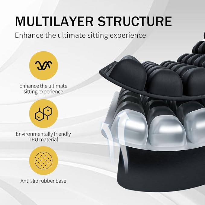 Travel Cushion Airplane Seat, Inflatable Seat Cushion, Travel Seat Cushions for Long Flights with Built-in Air Pump, High-Resilience Airplane Seat Cushion for Back and Tailbone Pain Relief