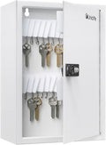 Uniclife 40 Position Slotted Key Cabinet with Combination Lock Resettable White Digital Security Storage Box Steel Key Organizer with Slotted Racks White Key Tag Labels and Permanent Pen
