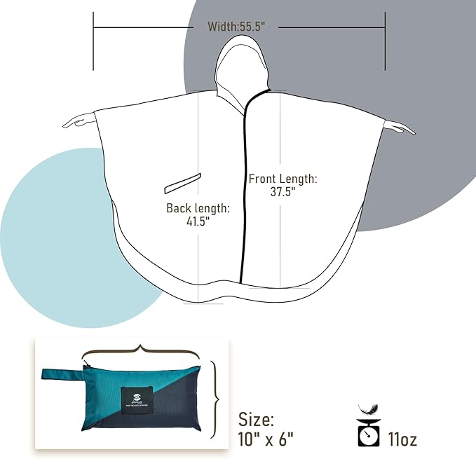 SaphiRose Rain Poncho Jacket Coat Hooded for Adults with Pockets