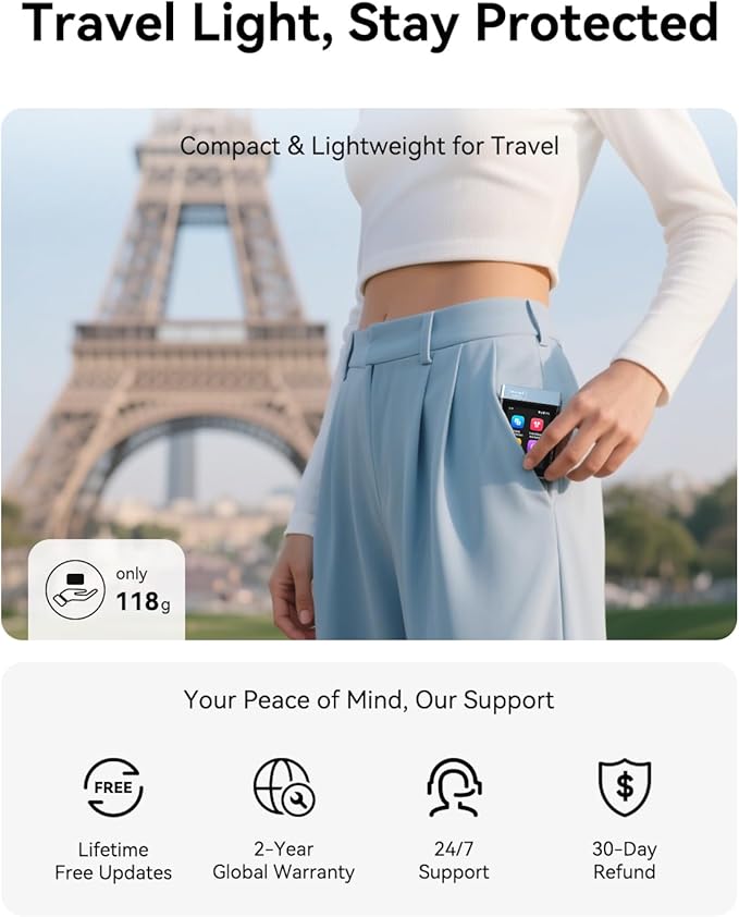 Wooask A9 Translation Earbuds Real Time Support Calls & Hotspot Sharing, AI Translator Device No APP No Phone Needed with 140+ Languages, ChatGPT/Offline/Photo Translation for Business & Travel