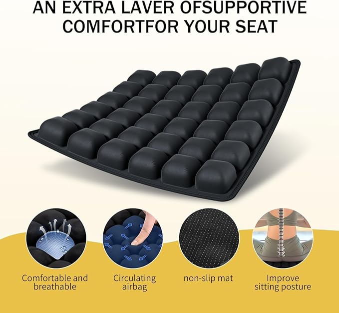 Travel Cushion Airplane Seat, Inflatable Seat Cushion, Travel Seat Cushions for Long Flights with Built-in Air Pump, High-Resilience Airplane Seat Cushion for Back and Tailbone Pain Relief