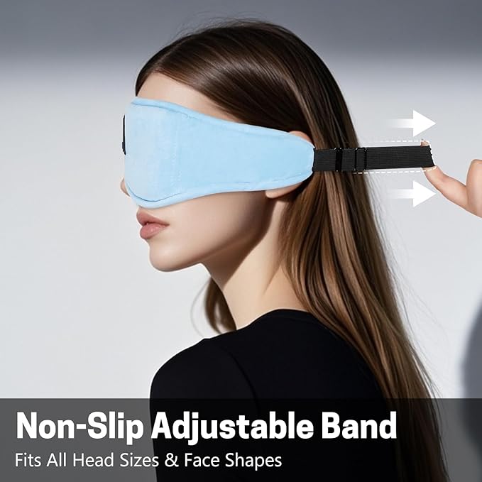 Sleep Mask with Bluetooth Headphones 3D Contour Sleeping Headphones 5.4 Wireless Bluetooth, Ultra-Thin Stereo Speakers Blackout Eye Masks for Men Women Travel Sleep