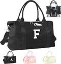 Initial Travel Duffel Bag Sports Gym Bag for Boys Teen Birthday Gifts,Black Personalized Weekender Bag Carry On Tote Bags for Men,Waterproof Overnight Luggage Bag Airplane Travel Essentials(Letter F)