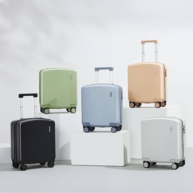 Hanke 16 Inch Underseat Carry On Luggage, Airline-Approved Hard Shell Small Suitcase with Spinner Wheels, Lightweight Tsa Lock Travel Luggage for Short Trips(Smoke White)