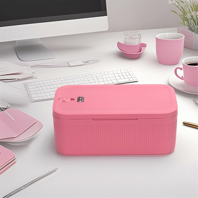 Sanidika Lockable Storage Box, Locking Medicine Box, Cell Phone Locked Jail, Food Medical Lockbox, Containers Bin for Personal Refrigerator Home Office Organization Travel Gift,9.25 x 5 x 3.6" (Berry)