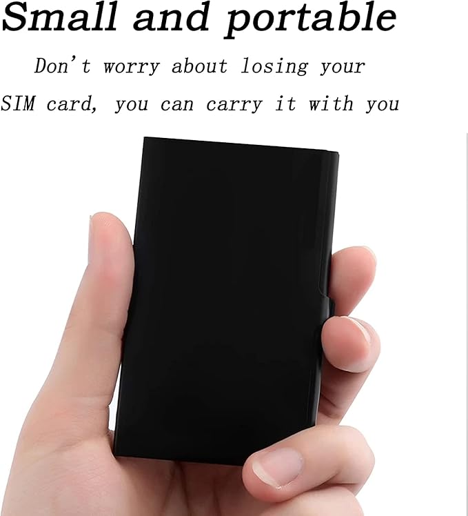 Aluminum SIM Card Case, 12 Slots Ultrathin Nano SIM Card Holder with SIM Card Adapter Kit for Travelers or Holiday Trip (Black)