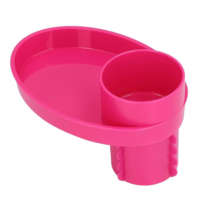 Snack Tray for Kids Car Seat with Secure and Sturdy Design, Versatile Usage, Compact and Portable Design, Easily Attachable, Cup Holder (Roseate)