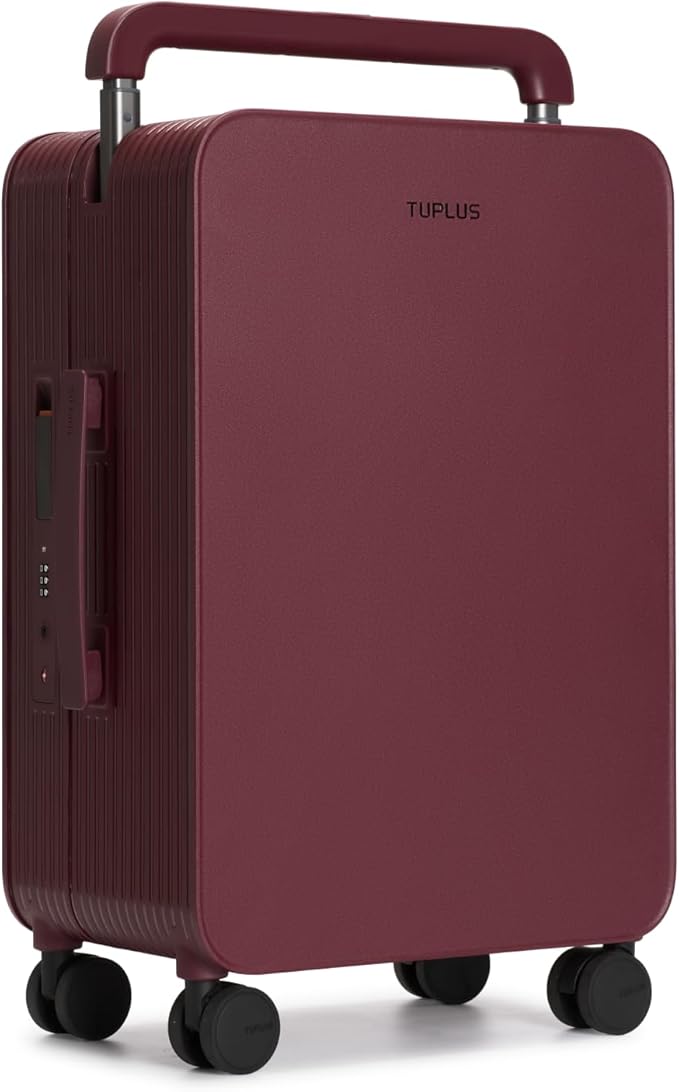 TUPLUS 20” Carry-On Hardside Luggage Lightweight ABS Travel Suitcase with Wide Handle Spinner Wheels TSA Combination Lock, Balance Series 2.0,Cranberry Red