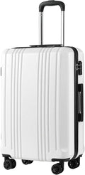 Coolife Luggage Suitcase PC+ABS with TSA Lock Spinner Carry on Hardshell Lightweight 20in 24in 28in(white, M(24IN))
