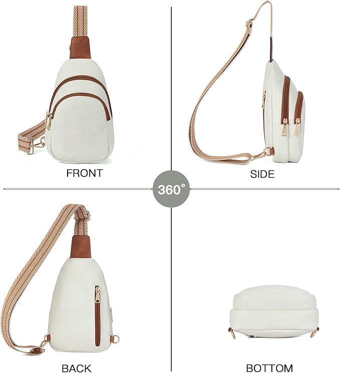 Telena Small Sling Bag for Women Leather Crossbody Fanny Packs Chest Bag for Women