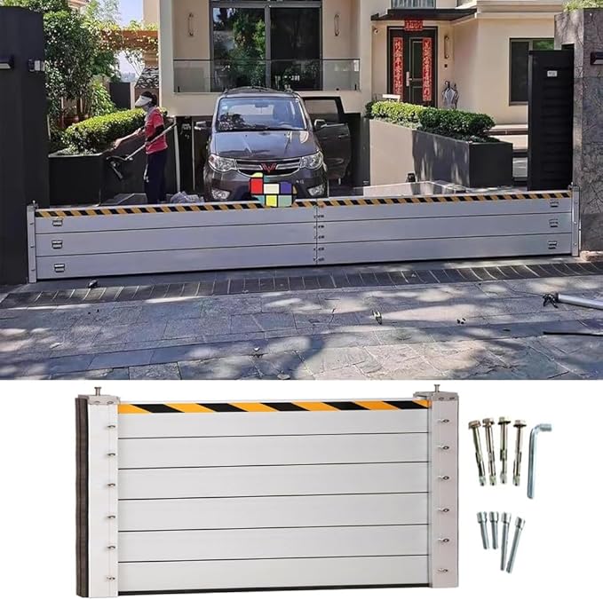 Reusable Flood Barrier, 3/4/5/6/7/8/9/10/11/12/13ft Long Heavy Duty Aluminum Water Barrier Shield for Sliding Glass Door/Driveway/Home Doorway, Removable Stopper Shield with Rubber(H 3.9ft