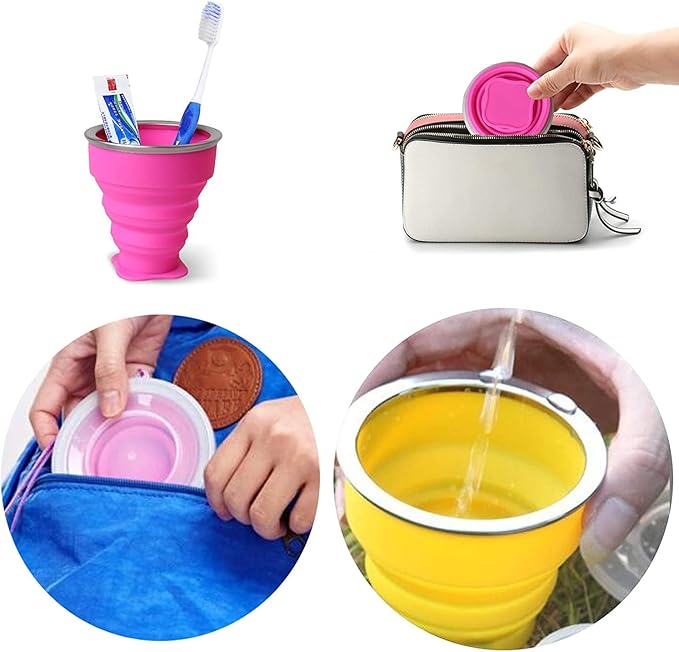 Collapsible Cup - Silicone Foldable Cup-Expandable Folding Drinking Reusable Portable Mugs Cups For Travel, Camping, Hiking, Survival, Car, Picnic, Beach, Holiday Vacation, Outdoor Sports Green