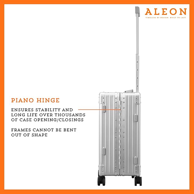 All Aluminum Lightweight Carry-On Luggage - Hardside Carry-On Suitcase, TSA Approved, Hard Shell Suitcase for Travel, Airline Approved 21 Inch Hard Spinner Wheels Luggage (Platinum)