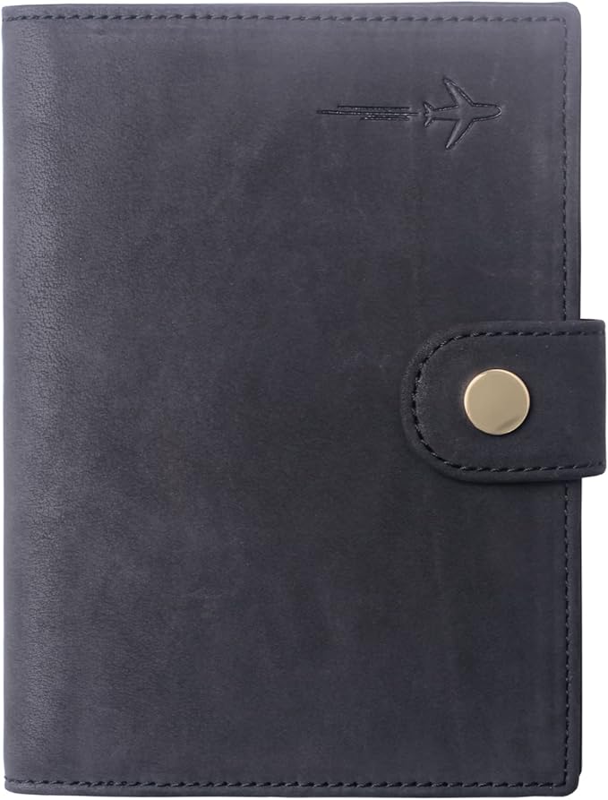 Genuine Leather Passport Case, RFID Passport Cover with Credit Card Holder for Women and Men Family ID Travel