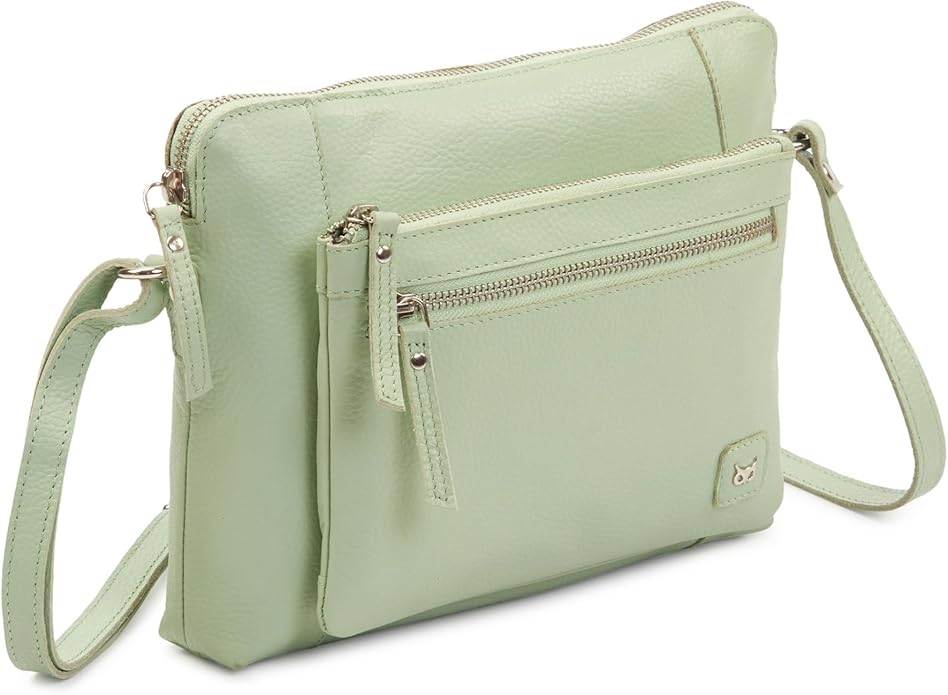 Wise Owl Accessories Small Soft Pebbled Real Leather Crossbody Handbags Purses Sling Crossover Shoulder Bag
