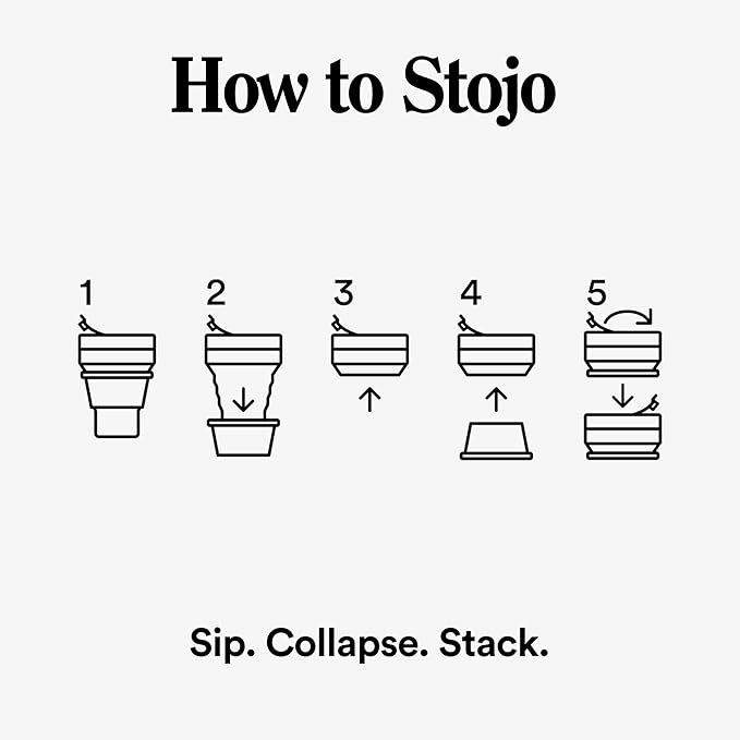 STOJO Collapsible Travel Cup - Reusable To-Go Pocket Size Silicone Bottle for Hot and Cold Drinks - Perfect for Camping - Microwave & Dishwasher Safe (Denim, 12 Ounce (Pack of 1) - No Straw)