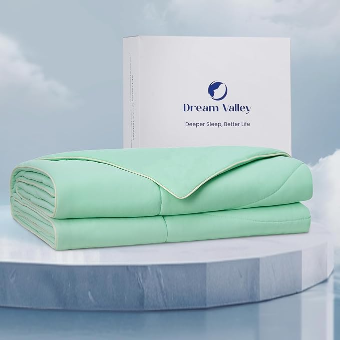 Dream Valley® Outlast® Deepsleep Cooling Comforter, King Size, NASA-Grade Space Technology Cooling Blanket for Hot Sleepers Night Sweats, Q-Max > 0.45 Aerocool™ Breathable, Mint Macaron, 106"x90"