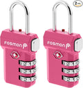 Fosmon TSA Approved Pink Locks for Luggage, Cute Suitcase Lock with Push Release Button for Extra Security, 3 Digit Combination Padlock for Travel, Backpack Zipper Anti Theft, Gym Locker, Women