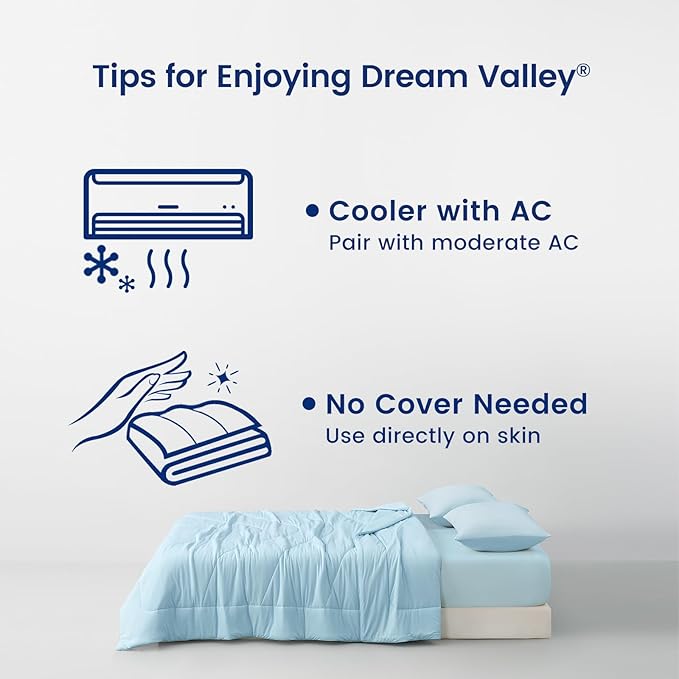 Dream Valley® Outlast® Deepsleep Cooling Comforter, King Size, NASA-Grade Space Technology Cooling Blanket for Hot Sleepers Night Sweats, Q-Max > 0.45 Aerocool™ Breathable, Ice Blue, 106"x90"