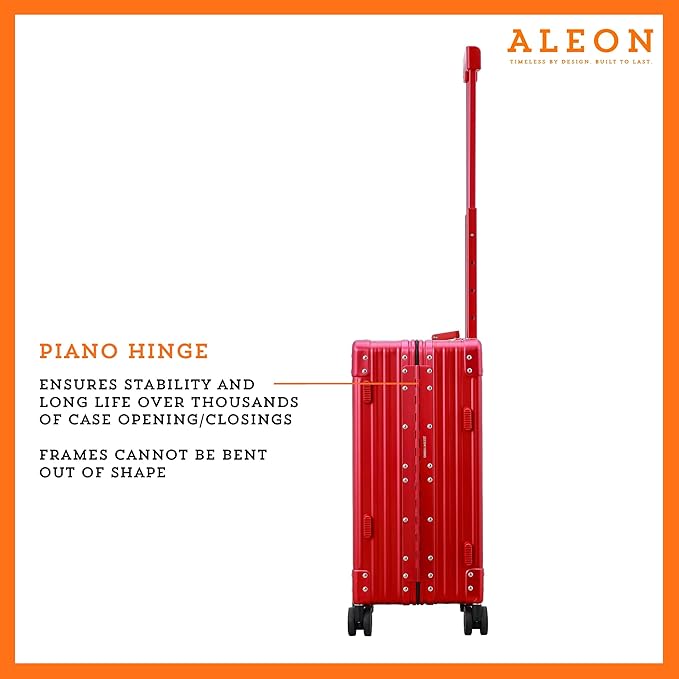 All Aluminum Lightweight Carry-On Luggage - Hardside Carry-On Suitcase, TSA Approved, Hard Shell Suitcase for Travel, Airline Approved 21 Inch Hard Spinner Wheels Luggage (Ruby)