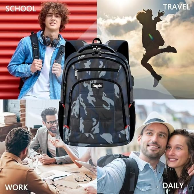 Laptop Backpack for Men,School Backpack with USB Charging Port,Water Resistant Backpack for teens boys,Business Work College bookbag,book bag Fits 15.6 Inch,Blue Back Pack