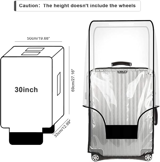 Suitcase Cover for 30" Luggage TSA Approved Clear PVC Thickened Protective Sleeve Waterproof Cover for Wheeled Luggage