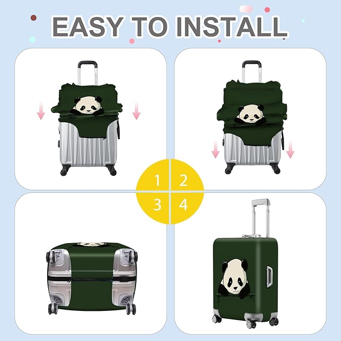 ANNA QUEEN Panda Luggage Cover, Cute Panda Design Suitcase Protector, Stretchable Washable Travel Sleeve for 28-30 Inch Luggage